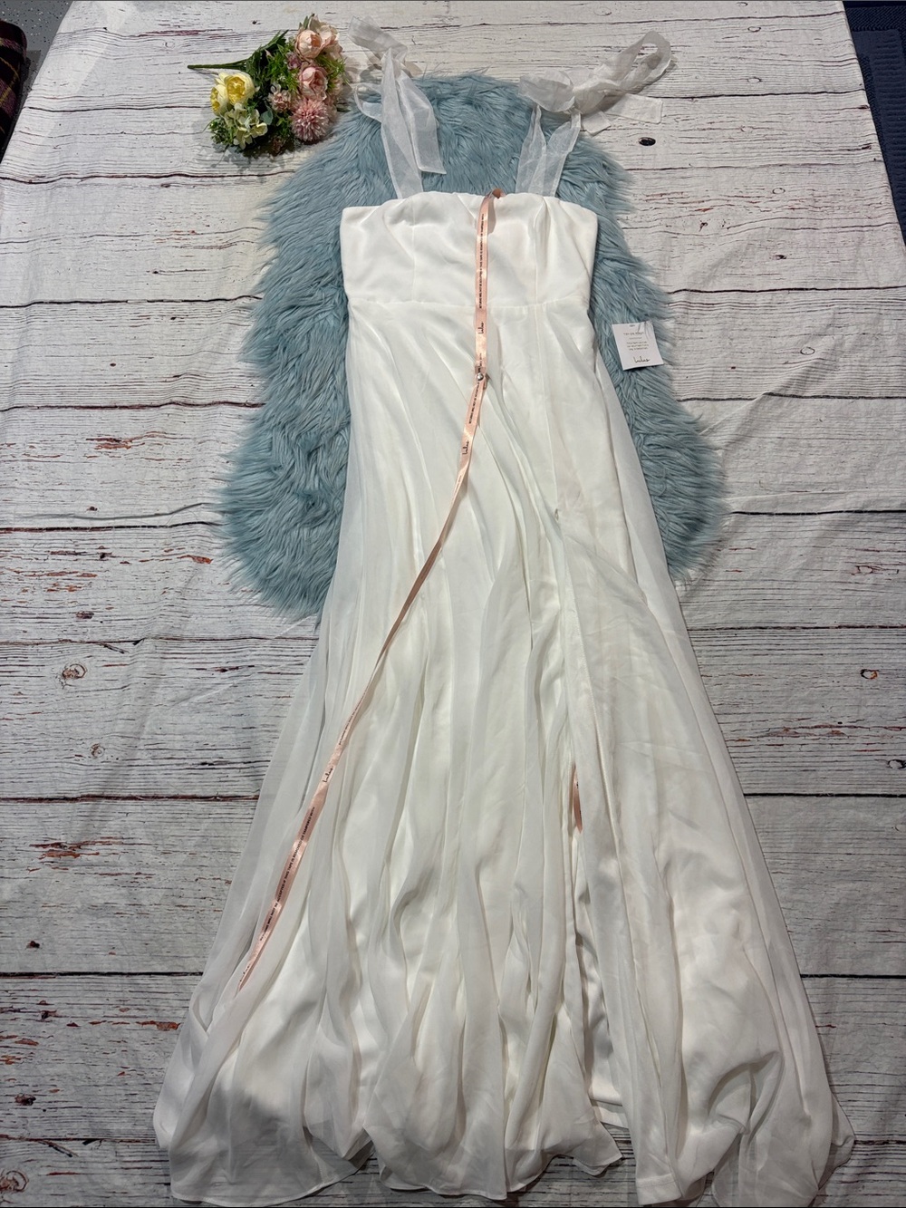 NWT Lulus Radiant Romance White Tie-Strap Maxi Dress - Picture 2 of 9